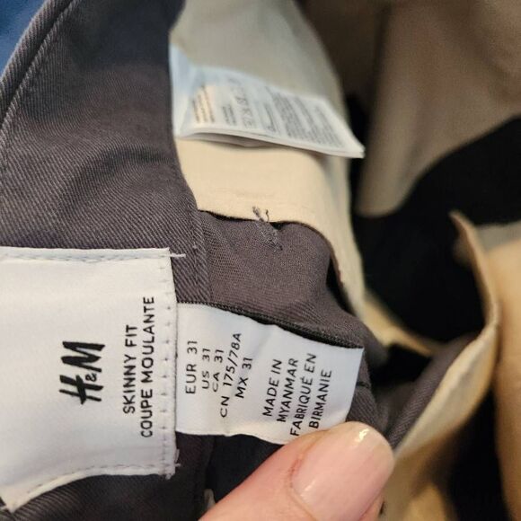 H&M Mid-Rise Straight-Leg Solid Skinny Fit Stretch Trouser Pants Gray Size 31 NW - Picture 11 of 12